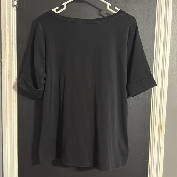 Ellen Tracy Elbow-Length Spilt Neck Tee Size: L - Picture 2 of 6